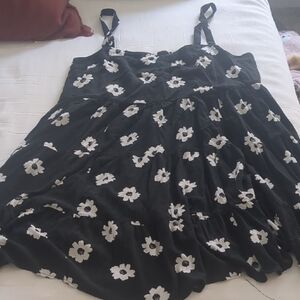 Torrid Black and White Floral Mini Dress